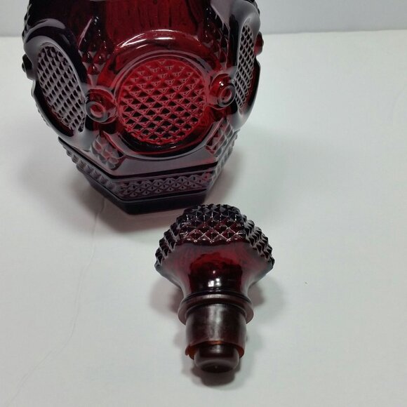 Avon 1876 Cape Cod Ruby Red Decanter and 5 Wine Goblet Set Sherry Cordial - Picture 6 of 10